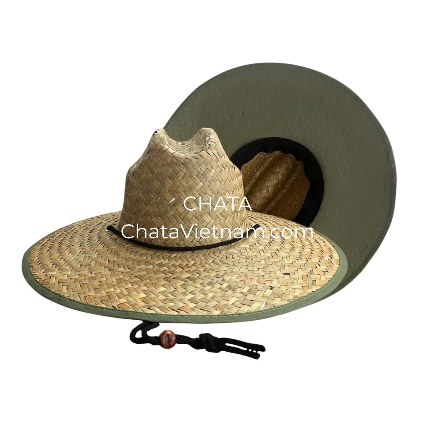 Lifeguard Hats Wholesale Natural Straw Handwoven Olive Lining L392