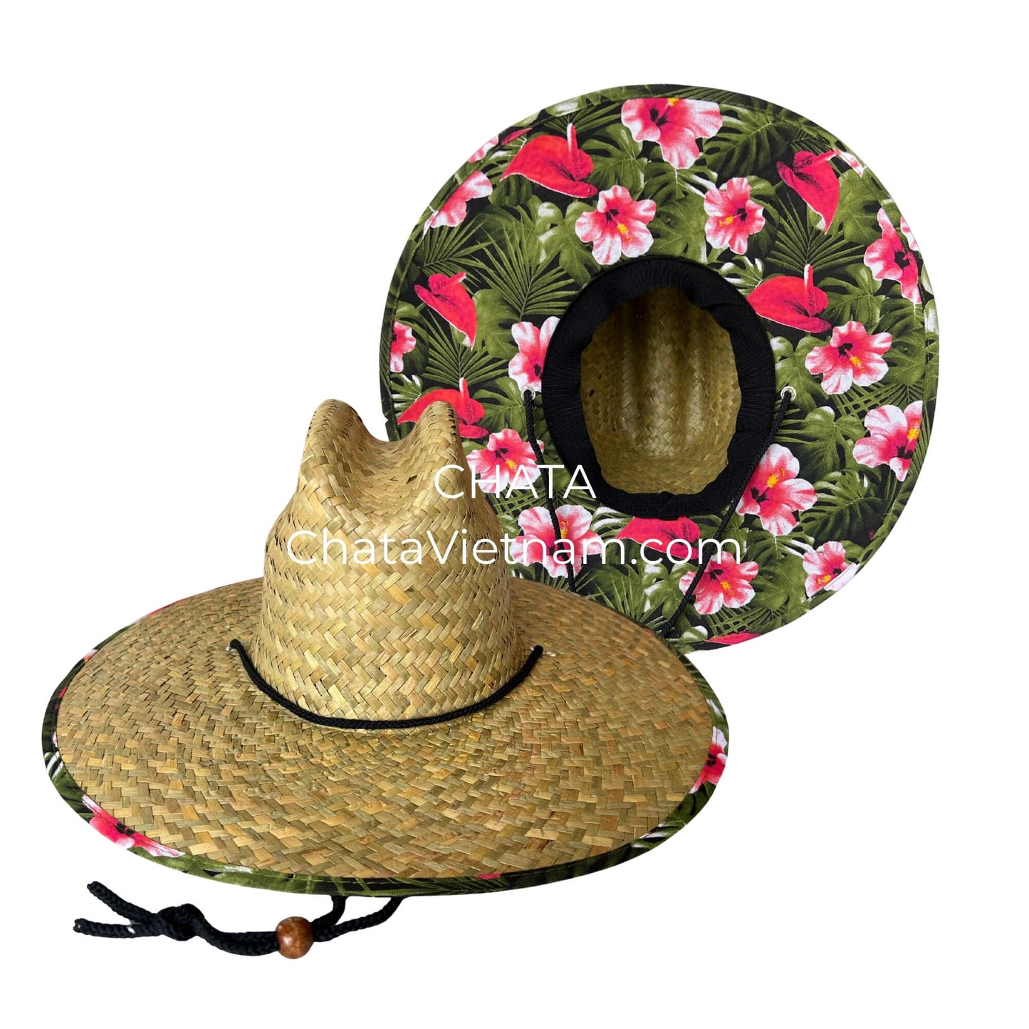 Lifeguard Straw Hats Wholesale Handwoven Floral Lining L398