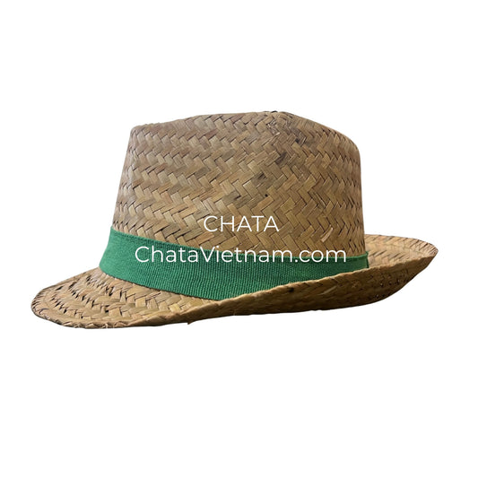 Straw Fedora Hat Mens Handwoven Seagrass F392