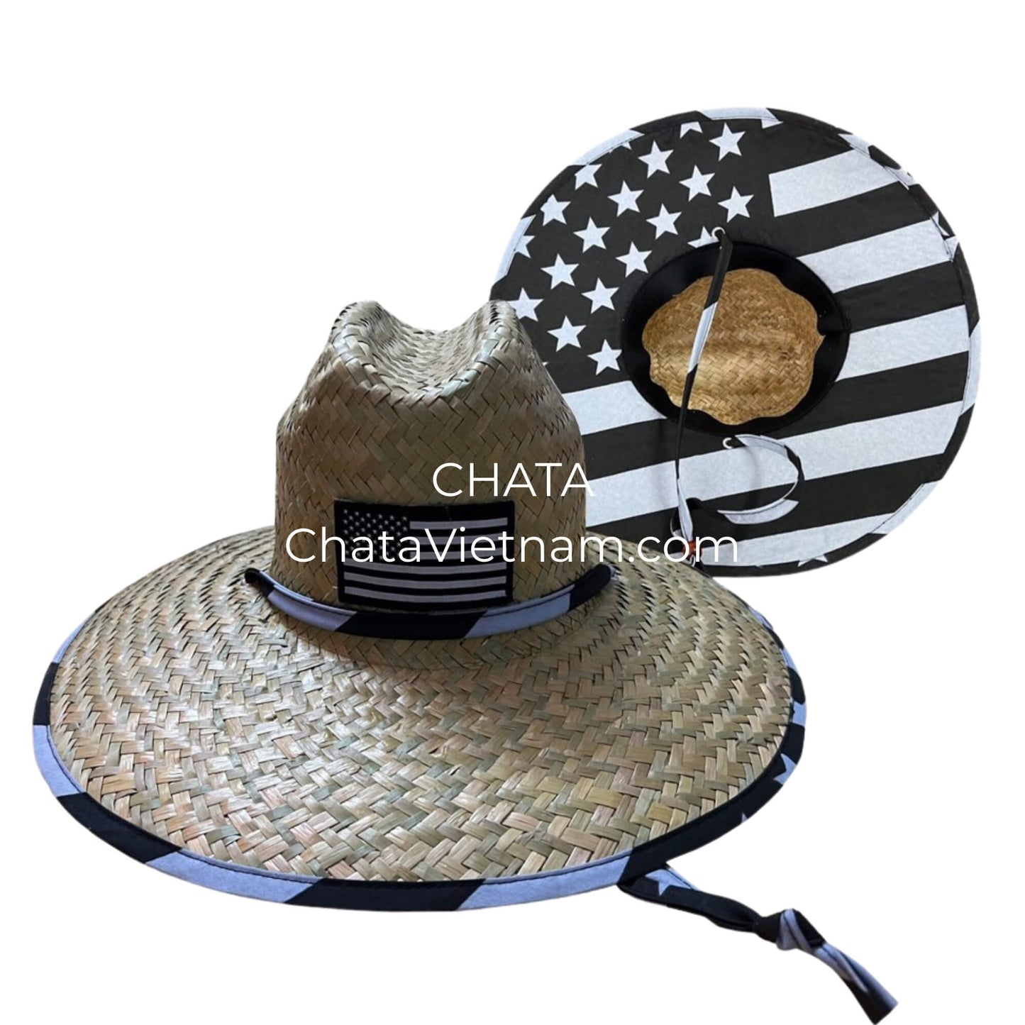 Straw Hats Wholesale Handwoven American Flag Lining L396