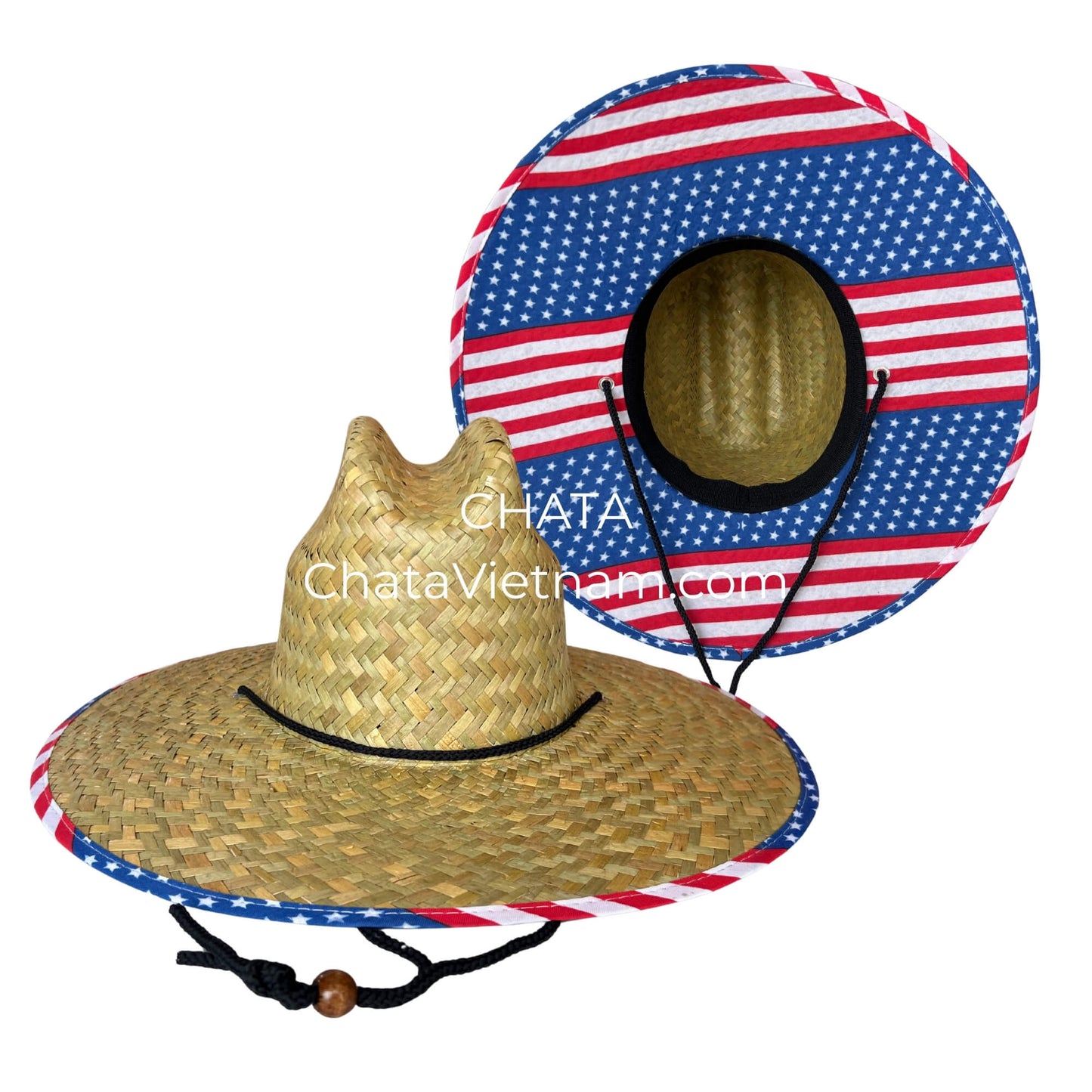 Sun Hats Wholesale Handwoven American Flag Lining L3913