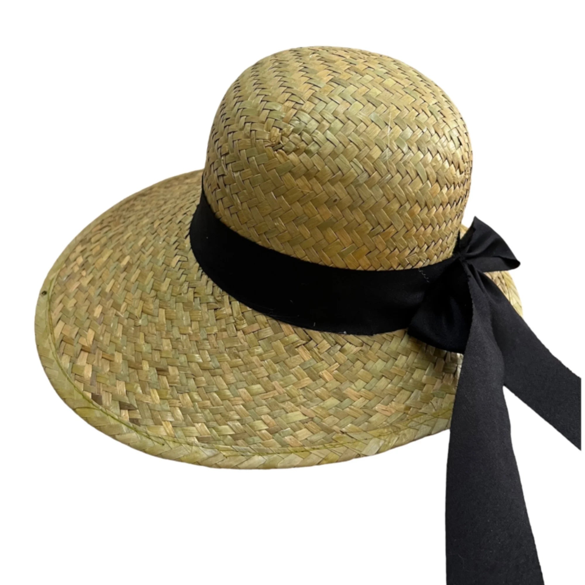 Wide-brim straw sun hat for women handmade by CHATA Vietnam