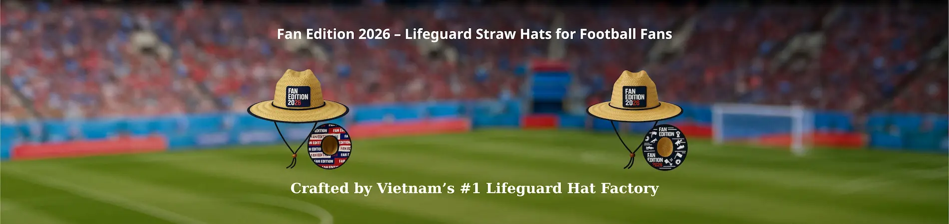 Boxes of handmade straw hats ready for export at Chata Vietnam factory