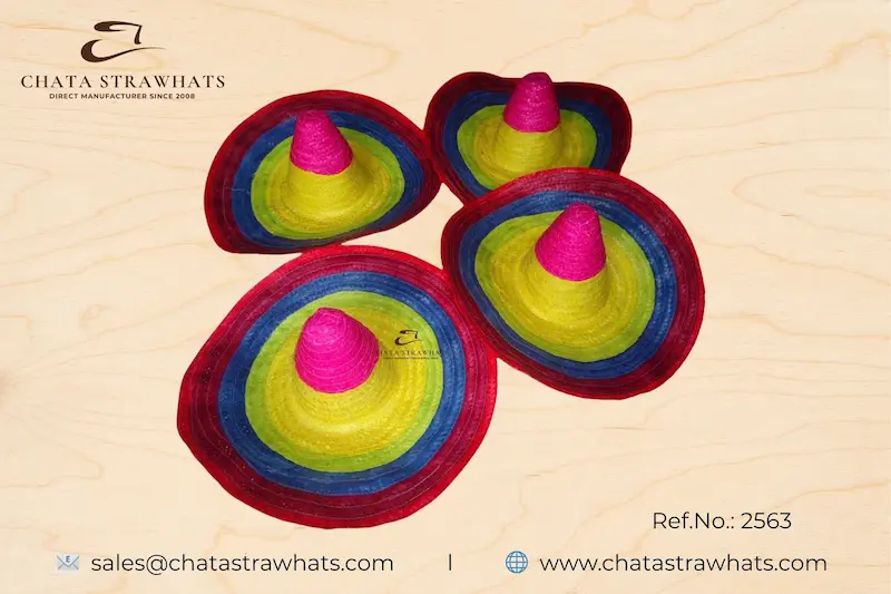 Colorful Mexican sombrero straw hats for party and decoration – Ref. No.: 2563