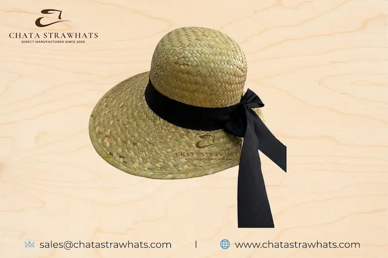 Elegant ladies straw hats from Vietnam – customizable for fashion brands and summer collections.