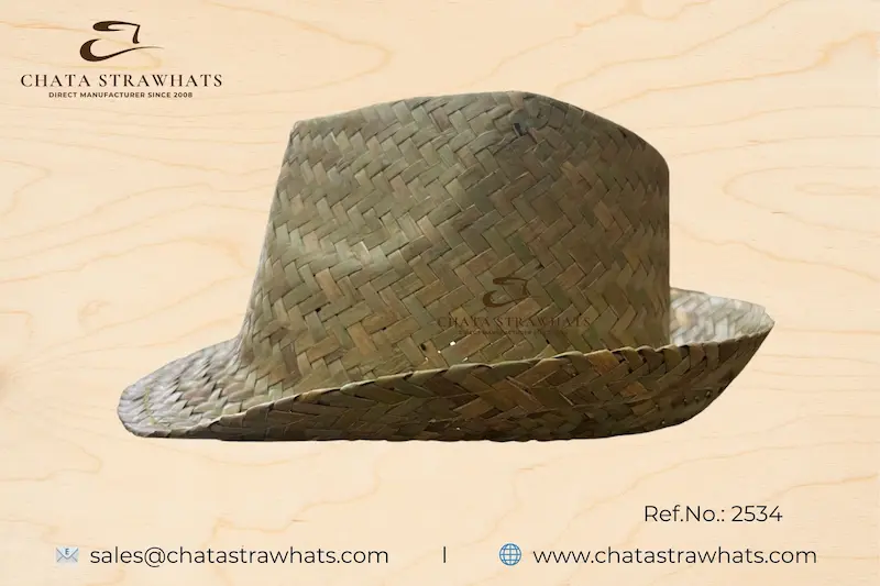 minimalist seagrass fedora hat without ribbon, handcrafted in Vietnam