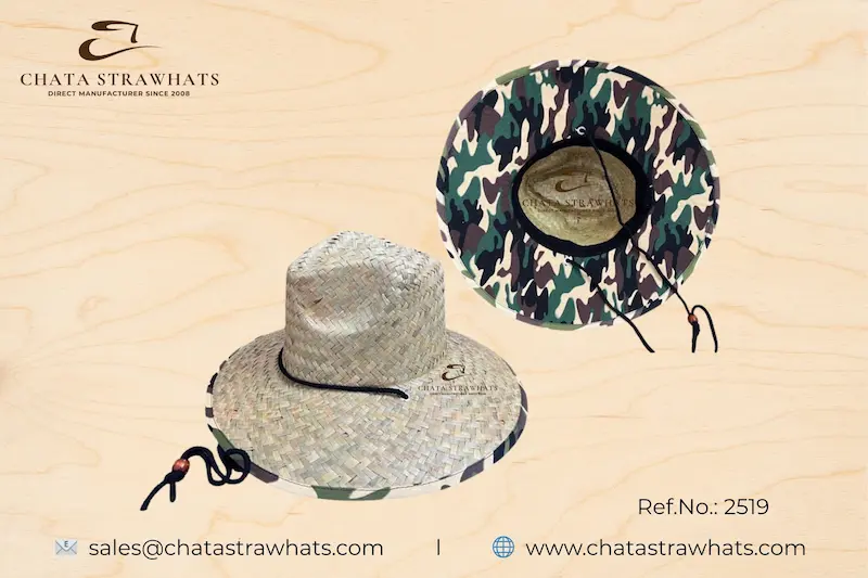Short brim lifeguard straw hat with camouflage print – Ref. 2519