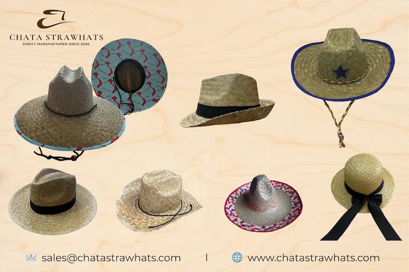 Various wholesale straw hats from Chata Strawhats – handmade and ready for global retail distributors